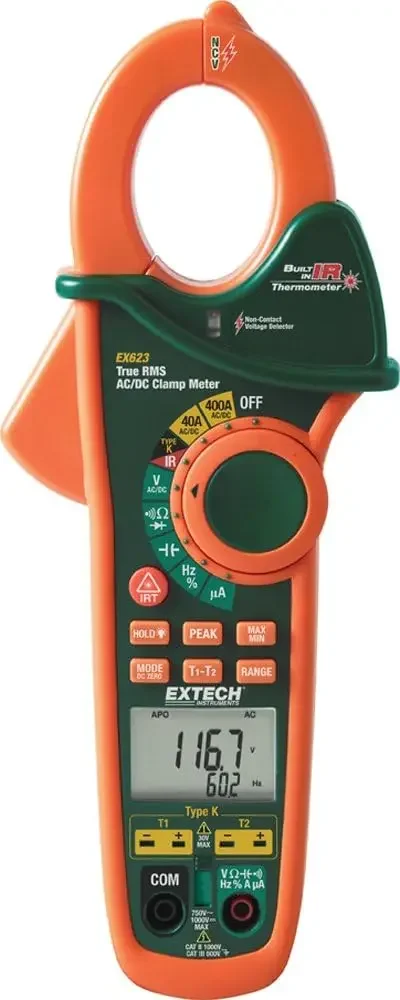 True RMS 400A AC/DC Clamp Meter with Dual Type , Thermometer