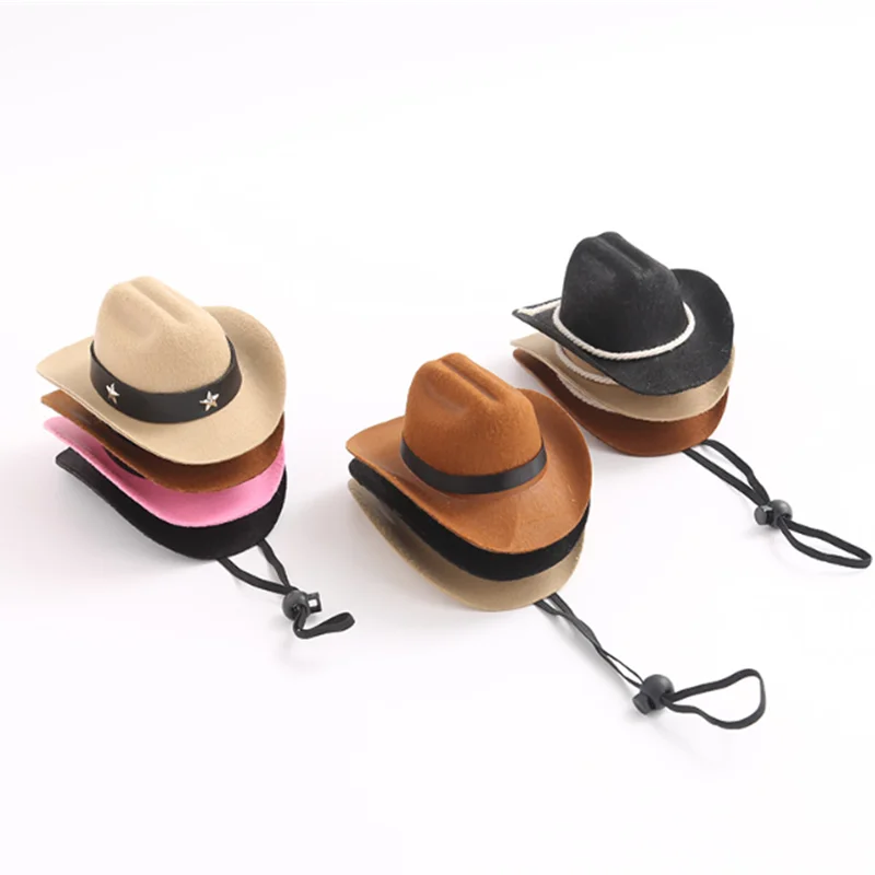 Sombrero de vaquero para mascotas, sombrero de copa ajustable, sombrero de gato, sombrero de Sol para perros pequeños y medianos, suministros para