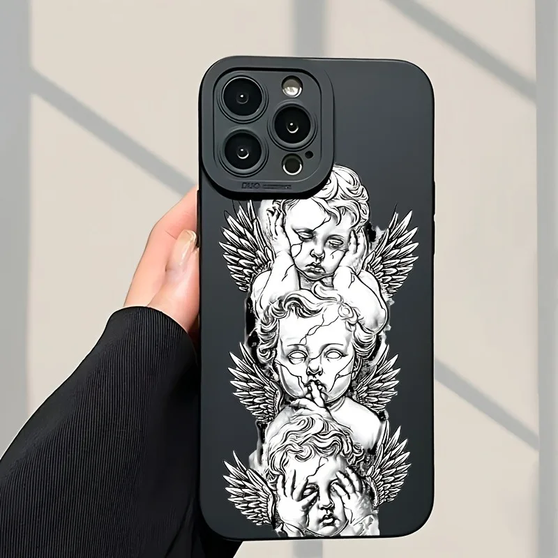

Phone Case - and angel pattern,variety of iPhone models including 11, 12, 13, 14, 15, 16 13 Plus, Pro Max and SE series