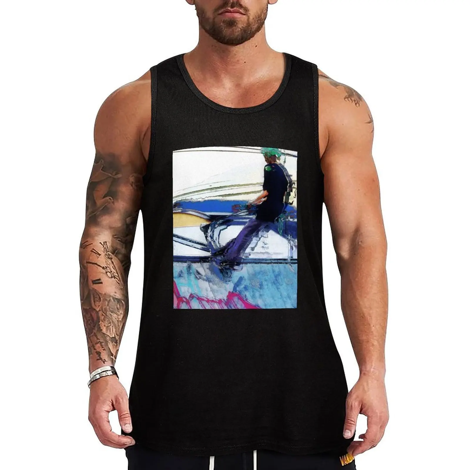 

Hanging On - Stunt Scooter Artwork Tank Top Sleeveless top sleeveless Men's t-shirts man sexycostume