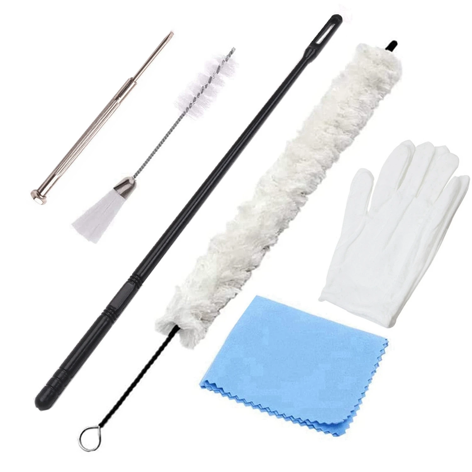 7Pcs Multifunctional Flute Saxophone Clarinet Flute Cleaning Kit with Cleaning Brush /Rod /Screwdriver /Gloves /Cloth