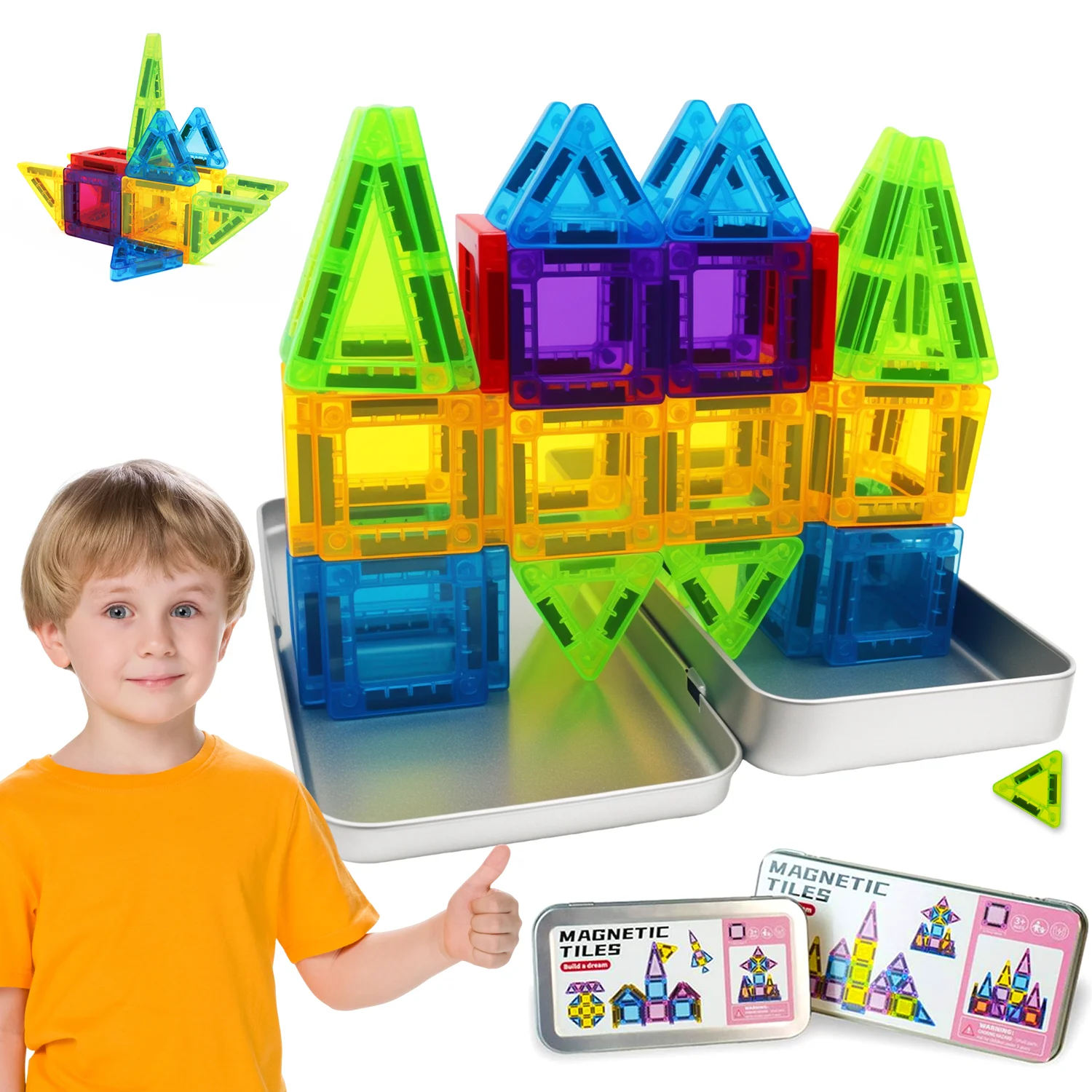 Bloques de Construcción Magnéticos Mini, Juego Creativo de Construcción STEM con Caja de Almacenamiento, Apto para Niños, Kit de Construcción de Casas