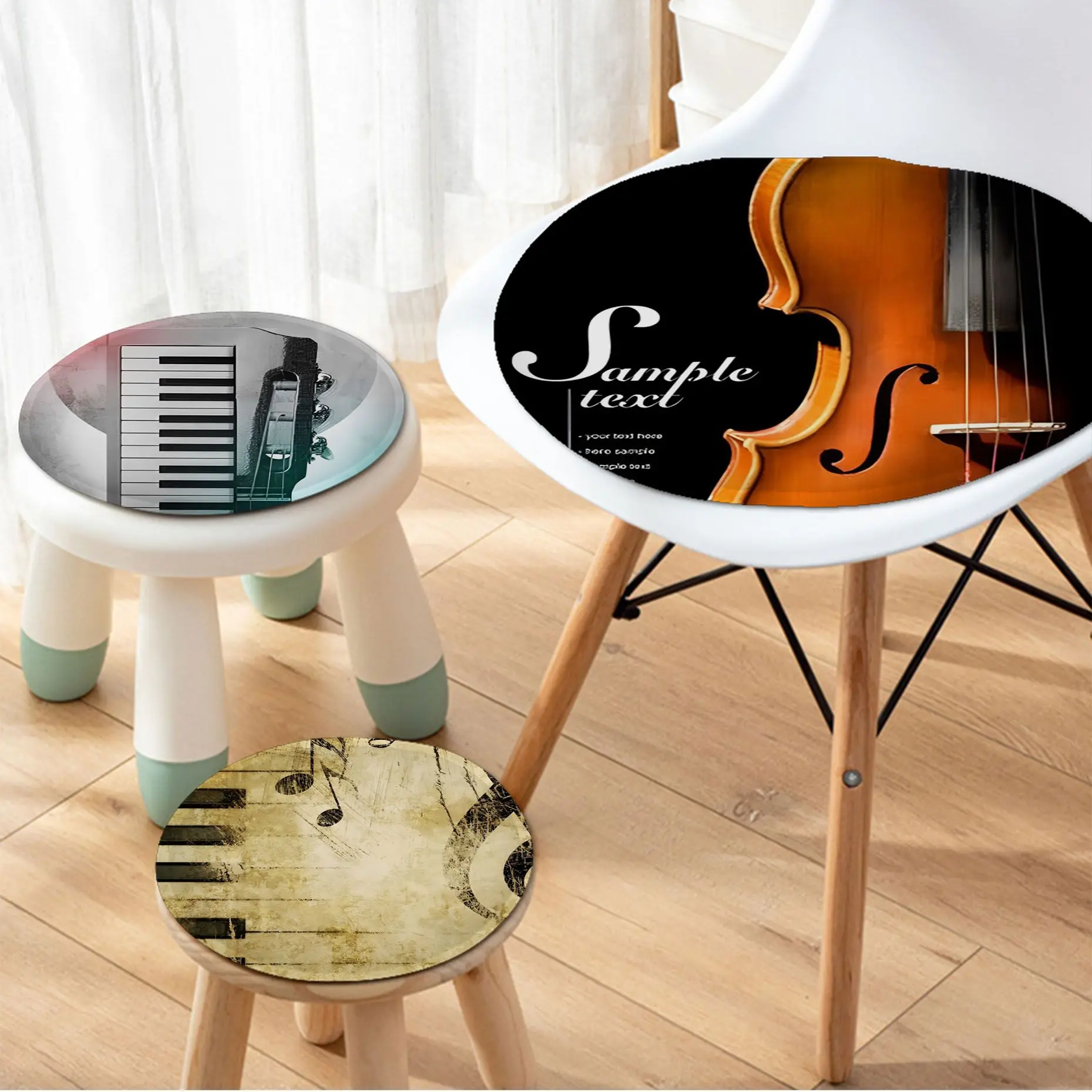 

Guitar Piano Decorative Plush Cushion Home Back Cushion Soft Comfortable 50x50cm Stool Seat Mat