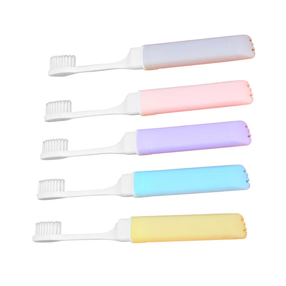 

5Pcs Folding Toothbrush Premium Material Sanitary Disposable Toothbrush for Travel Camping Portable Daily Use