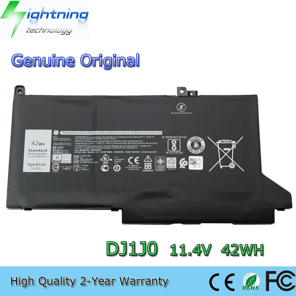 بطارية كمبيوتر محمول جديدة وأصلية DJ1J0 11.4V 42Wh لأجهزة Dell Latitude 12 7280 7290 13 7380 7390 14 7480 7490 3-Cell