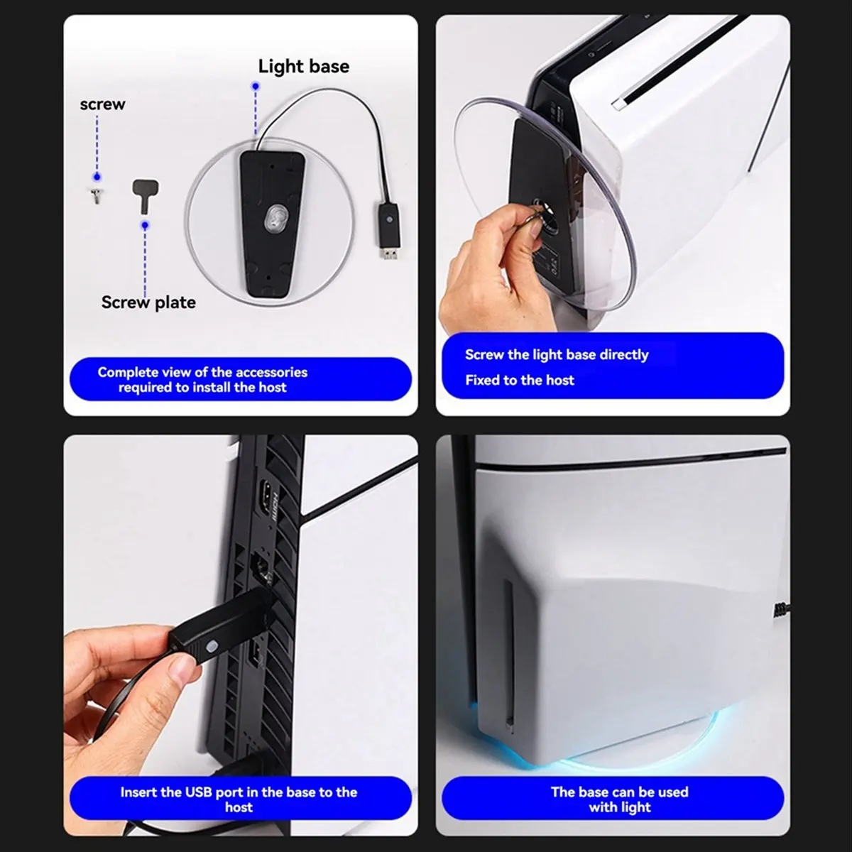 B21B RGB Vertical Stand for & Slim Plug and Play Easy Snap-in Installation RGB Lighting Disc & Digital