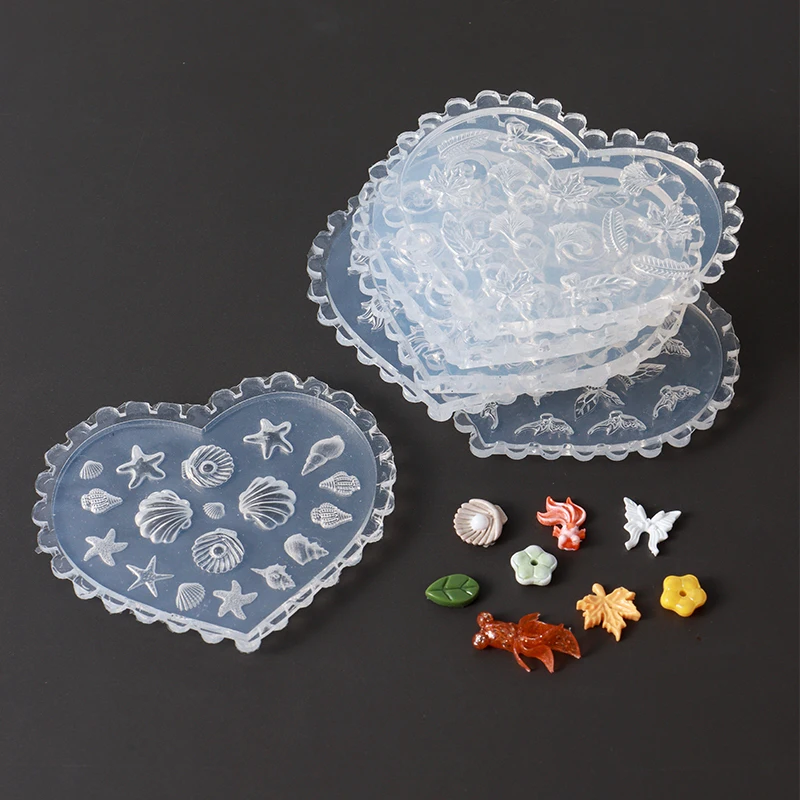 1 Pcs Soft Silicone Nail Rose Flower Heart Mold 3D Butterfly Goldfish Shell Carved Cartoon Template Nails Accessories For Salon