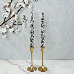 2pcs9.8 inch Leopard Candle Handmade Smokeless Smooth Flame Paraffin Spiral Stick Candle Party Home Decoration Candle