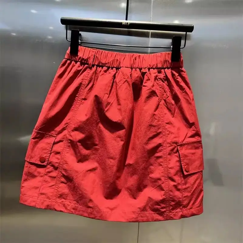 Jupe d'été en forme de A pour femme, jupe courte décontractée à taille élastique, style coréen