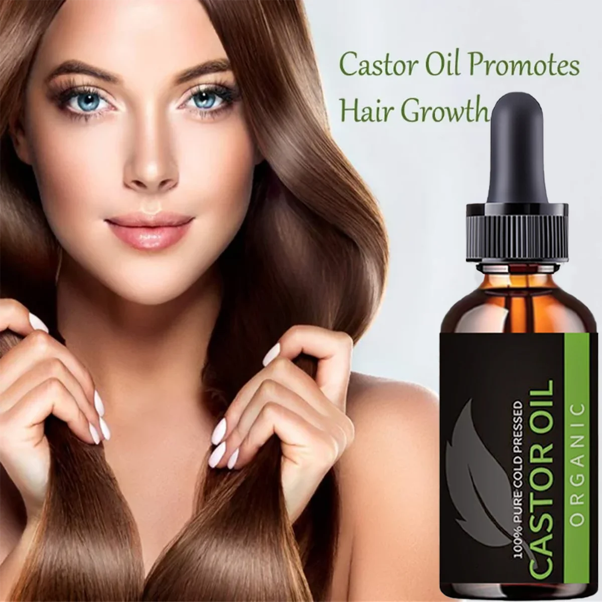 Alopecia-tratamiento capilar para mujer, aceite de Romero para el cabello, aceite de ricino orgánico puro profesional para pestañas, pelo, cejas,