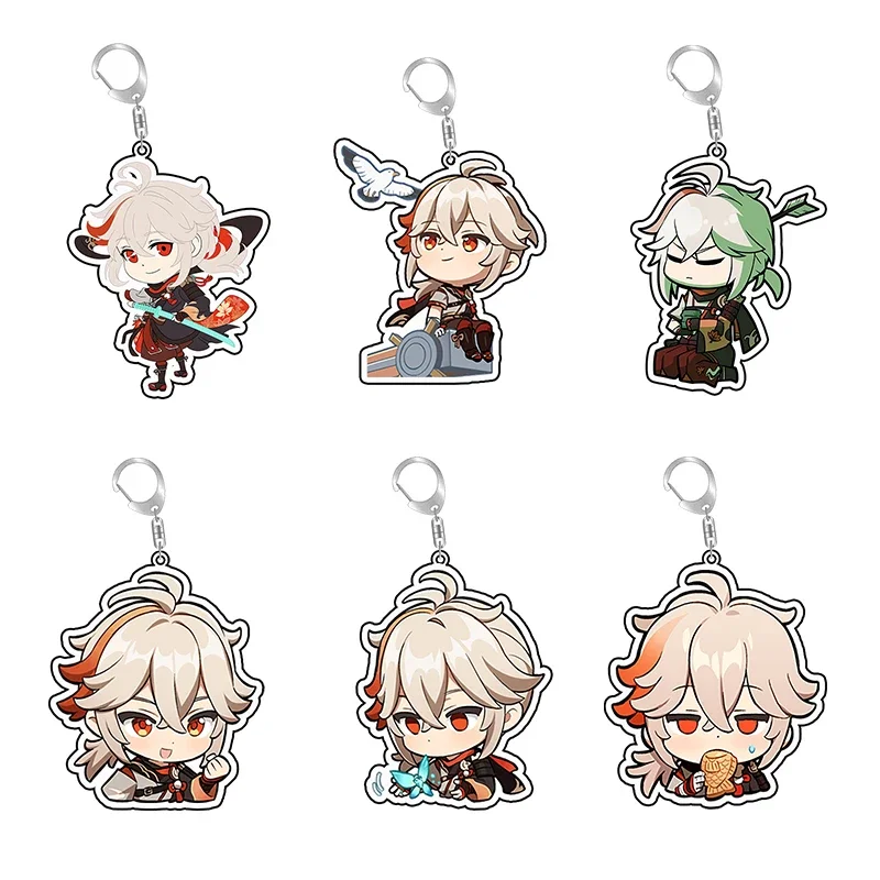 Genshin Impact Key Chain Acrylic Kawii Cute Kaedehara Kazuha Lynette Figure Backpack Charms Bag Pendant Double Coated Keychains