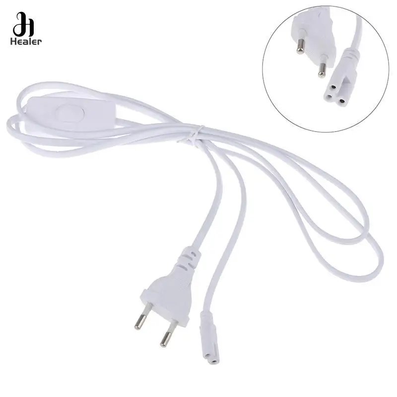 1.8m Lighting Accessory 220V EU Plug Switch Cable For T5 LED Tube T8 Power Charging Wire Connection Wire ON/OFF Connector