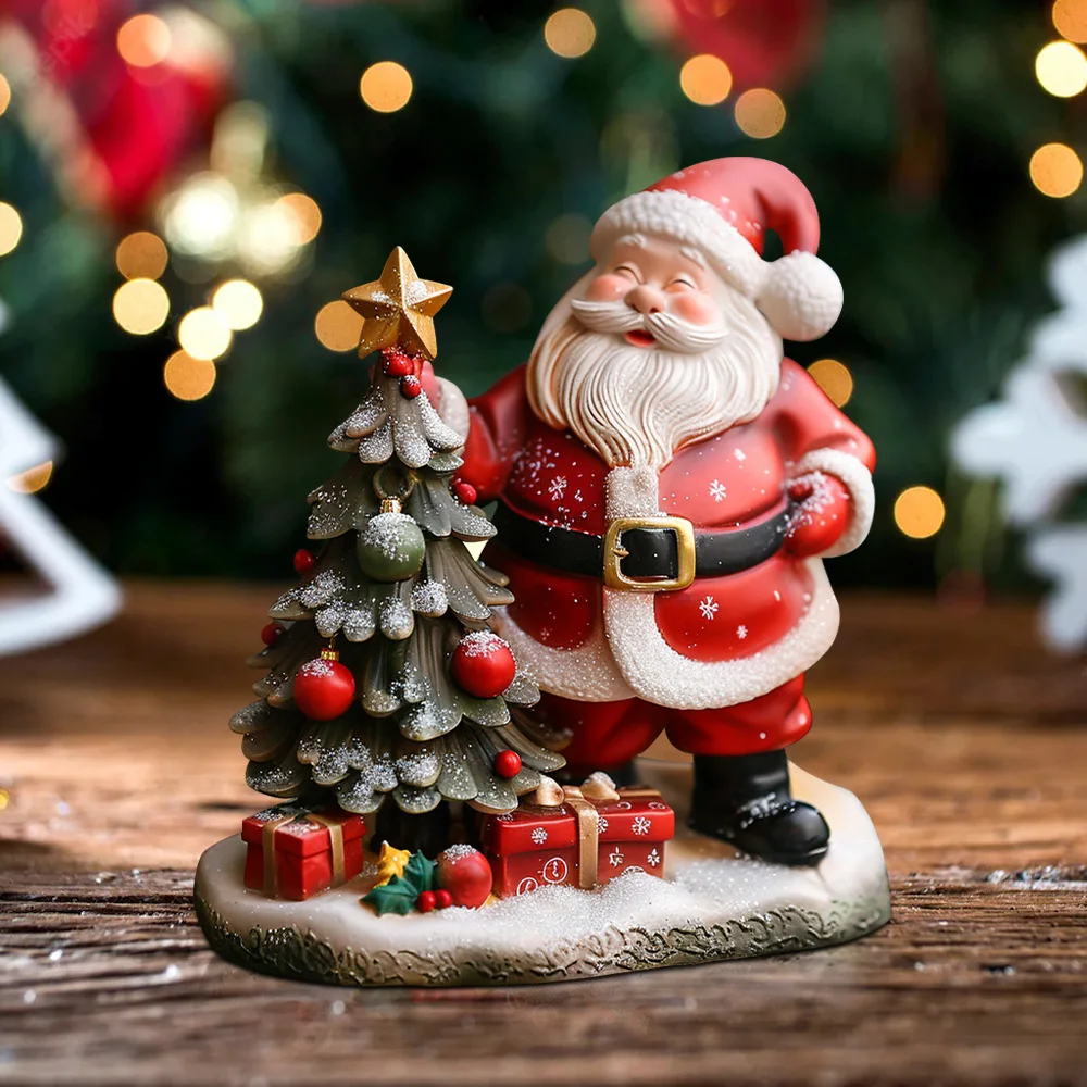 

Christmas Resin Ornament Santa Claus and Christmas Tree Decoration Home Desktop Ornament
