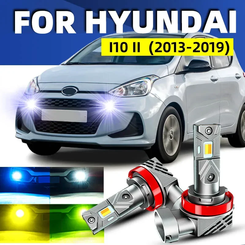 2pcs Car LED Front Fog Lights Bulbs Dual Colors Switchback White Yellow For Hyundai i10 2 BA IA 2013 2014 2015 2016 2017 2018