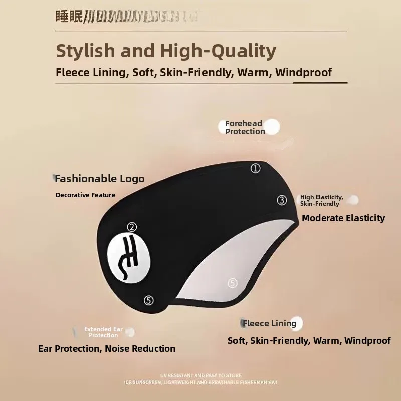 隔離イヤーマフ-ユニセックス-睡眠ノイズ低減-冬-アウトドア-スポーツ-サイクリング-フリース裏地-マジックテープ-アイマスク-防音