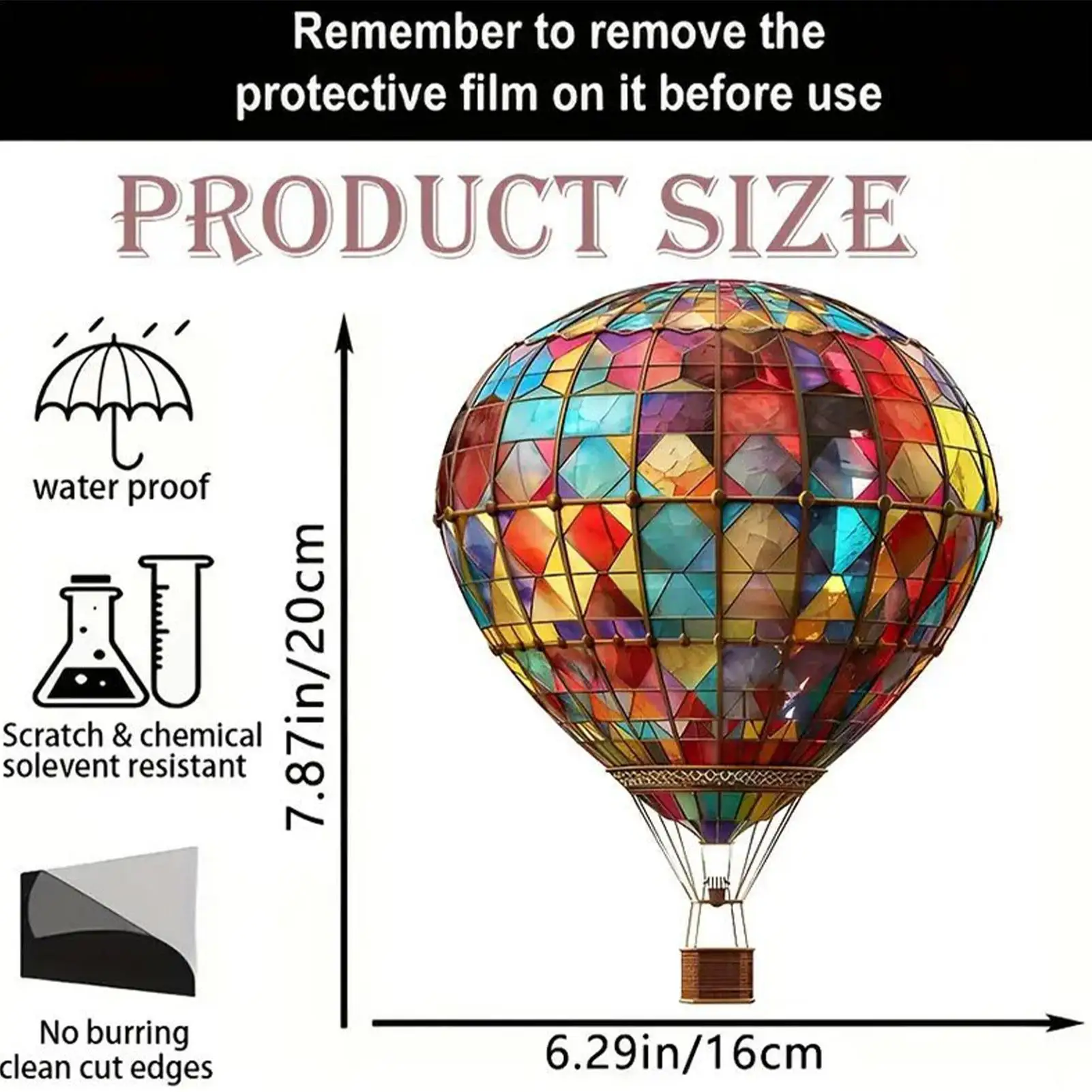 Sun Catcher Outdoor Window Sun Catchers Acrylic Flat Hot Air Balloon Design Lantern Decorative Ornament for Door Bathroom Home view 6