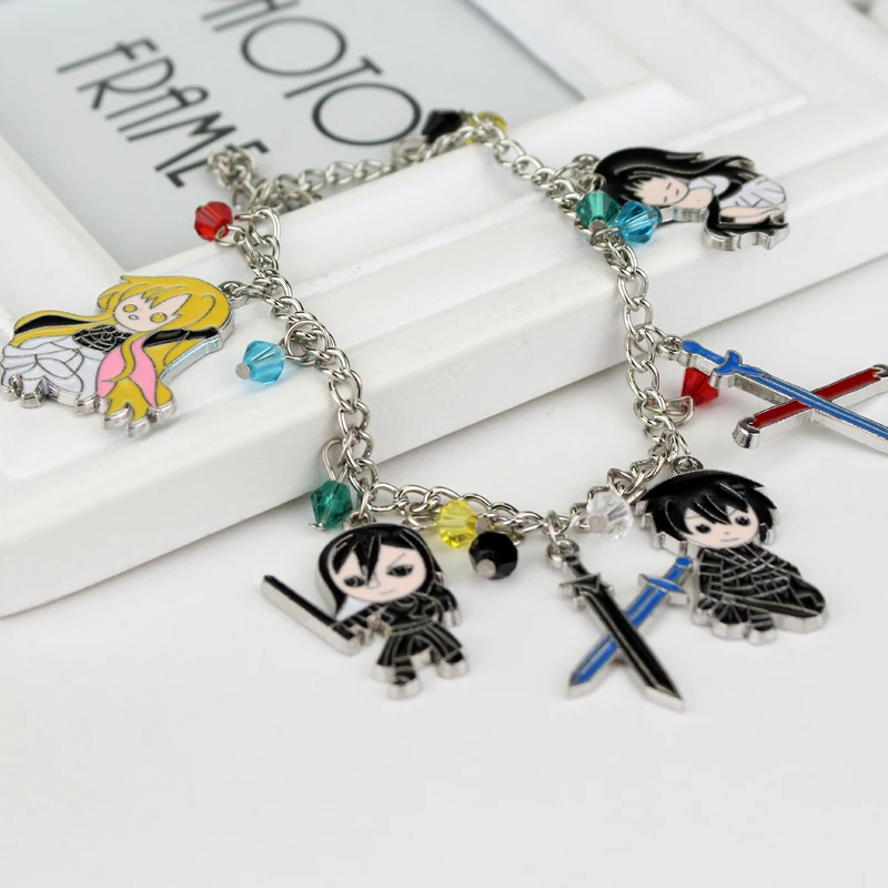 Sword Art Online Bracelet Asuna Kirito Elucidator Dark Repulser Charms Bangle for Women Men Fans Anime Accessories ﻿