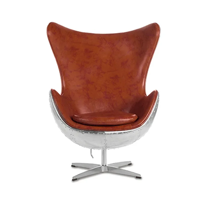

Aluminum leather egg chair living room balcony simple eggshell chair personalized creative rivet leisure computer chair