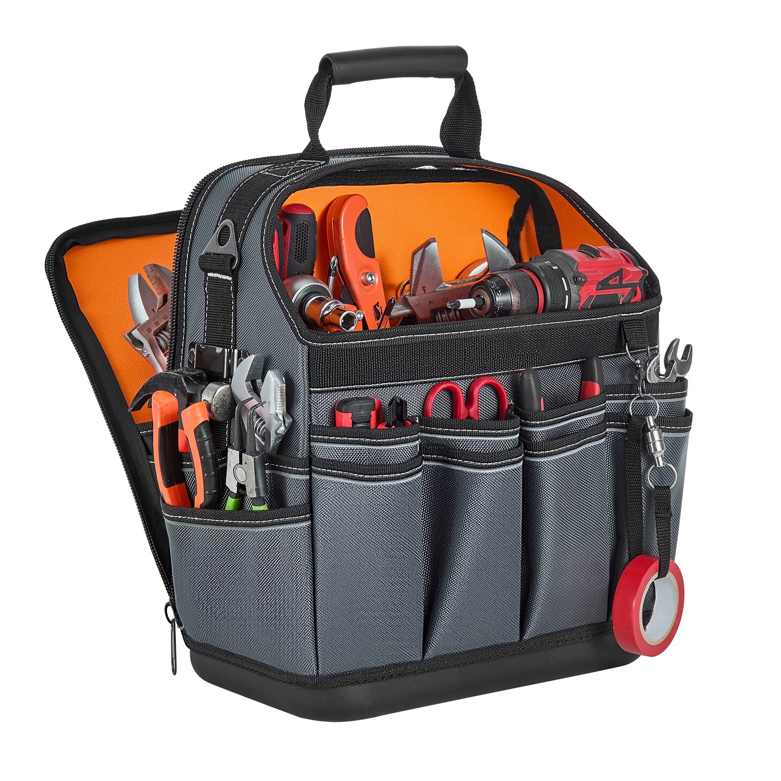 

SucceBuy Tool Bag 39-Pocket Open Top Tool Pouch with 13inch Base Portable Electrical Maintenance Toolbox for Tools Organizer