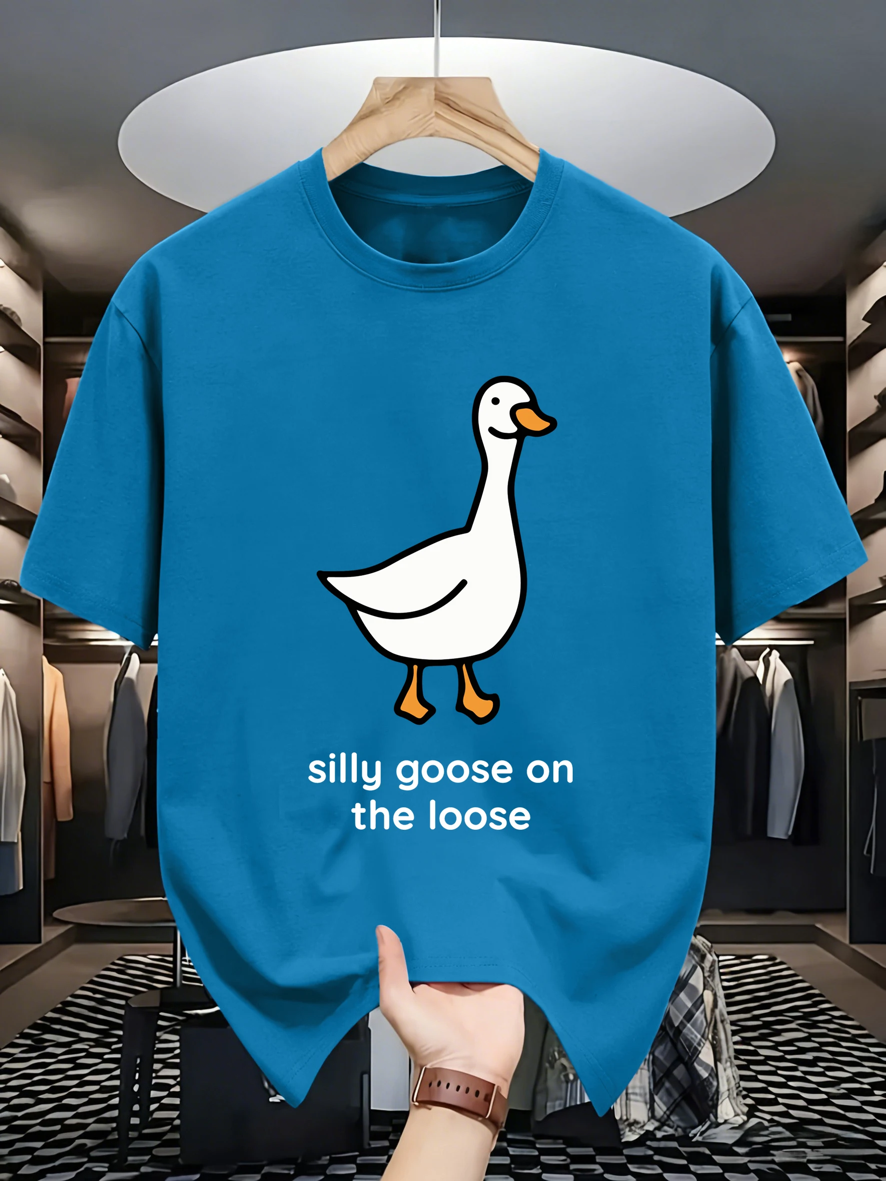 Sillu Goose On The Loose Print Man S-3Xl Comfy Daily T Shirts Hip Hop Summer T-Shirt Casual Street Clothes All-Match Cotton Top
