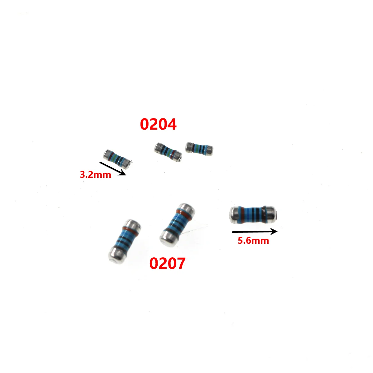 20 buah 0204 0207 cincin warna SMD Wafer resistensi 1R 2R 1.5 4.7 10 15 22 27 47 100 220 Ohm 1K 2K 4.7K 10K 22K RESISTOR silinder