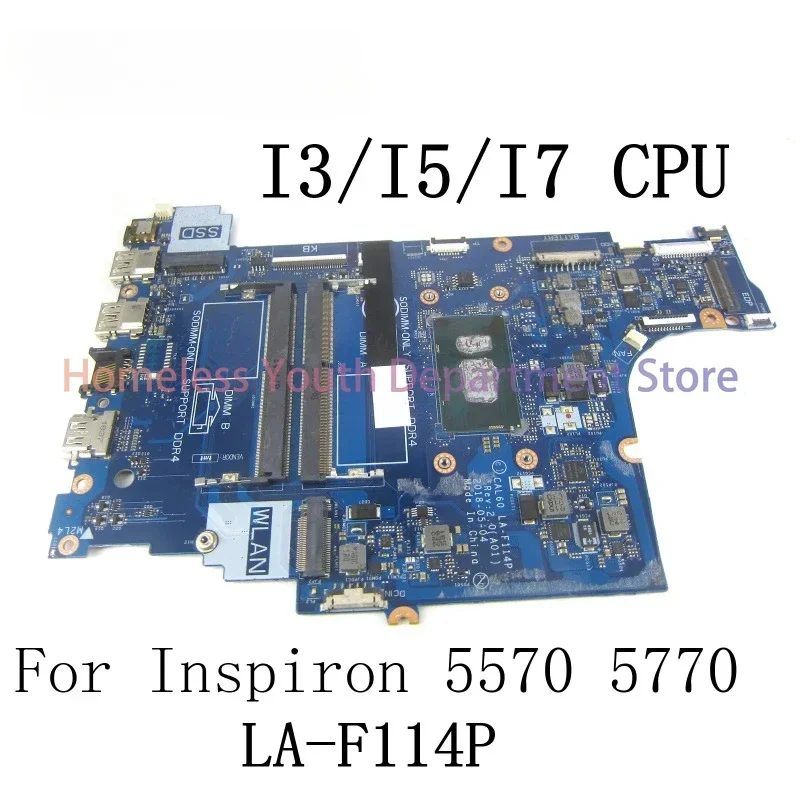 CAL60 LA-F114P For DELL Inspiron 15 5570 5770 Laptop Motherboard with I3-6006U/I3-8130U/I5-8250U/I7-7500U/I7-8550U CPU mainboard