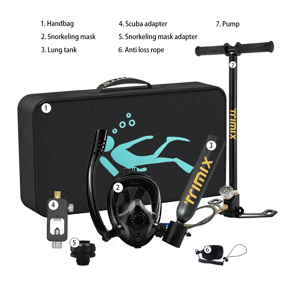 Trimix Lung Tank Mini Tank 0.5L Scuba Tank Trimix Sub-Mask Hand Pump Lightweight