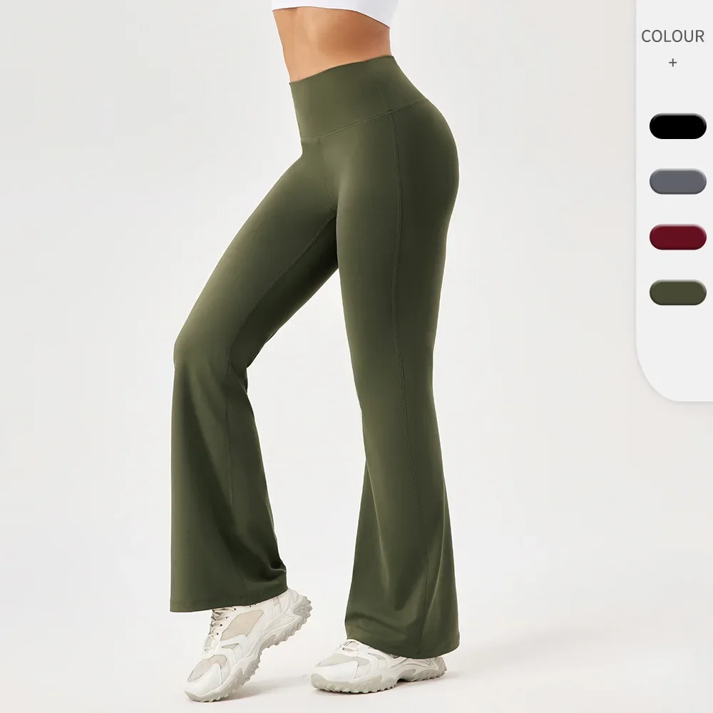 

Женские спортивные расклешенные брюки для йоги, быстросохнущие эластичные леггинсы для йоги с высокой талией, обнаженные спортивные брюки для бега и фитнеса