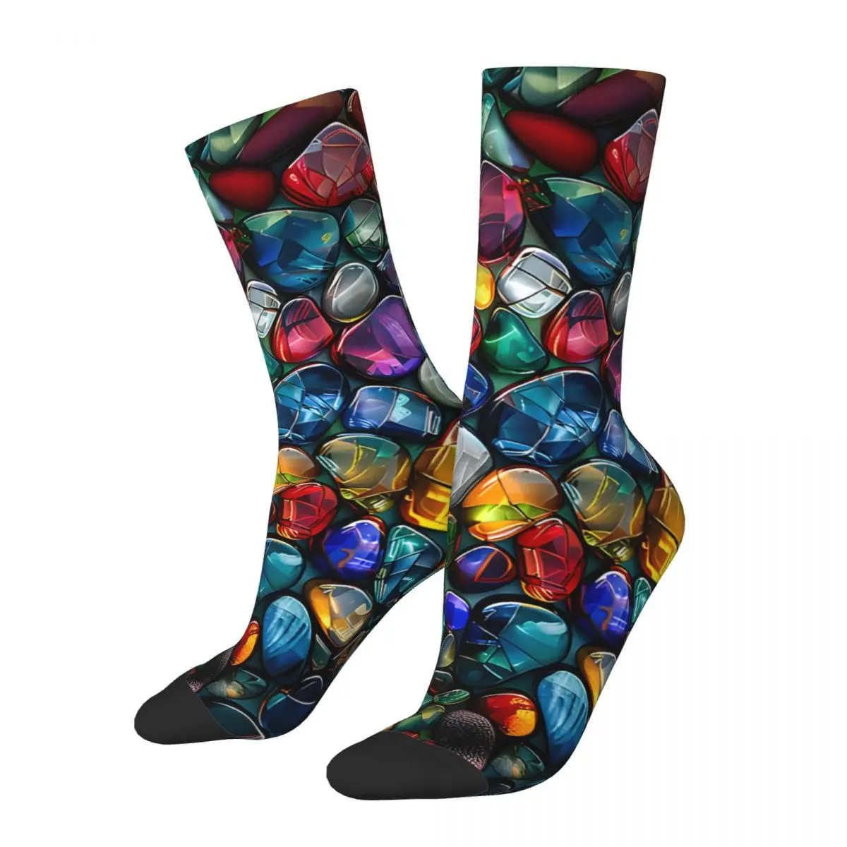 Crazy compression Colorful Pebbles Sock for Men Harajuku Seamless Pattern Crew Sock Novelty