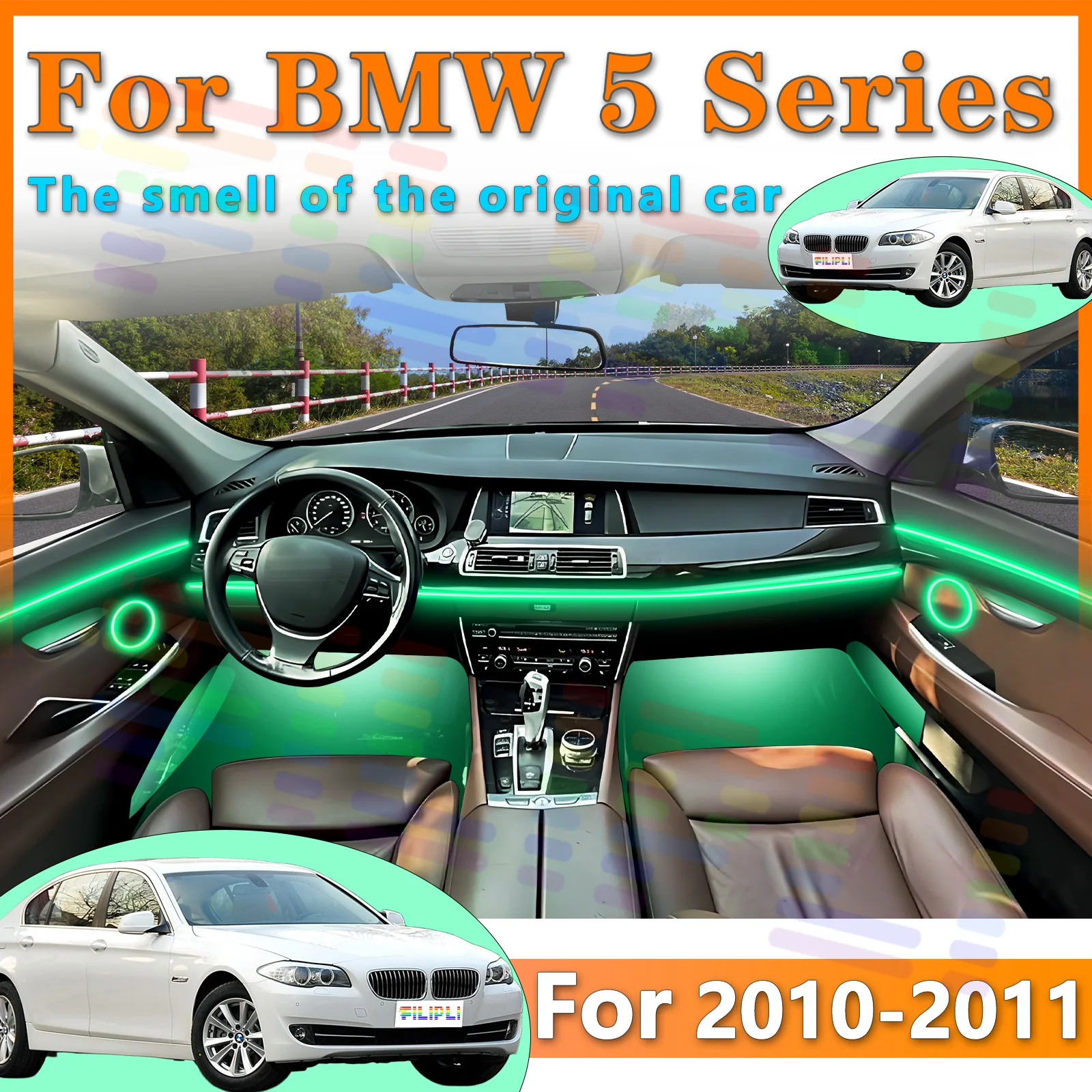 

FILIPLI For BMW 5 Series 6 Environmental LED Light Strip Acrylic 64Color APP - change to Bring Vividness to Driving