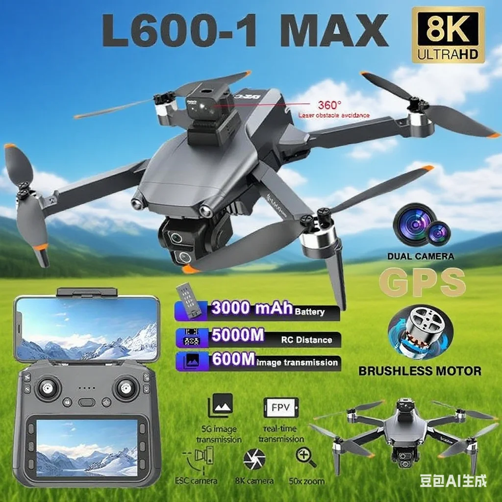 Professional GPS Drone L600-1 PRO 8K Camera 360 Degree Obstacle Avoidance Remote Control with Screen Brushless Quadcopter