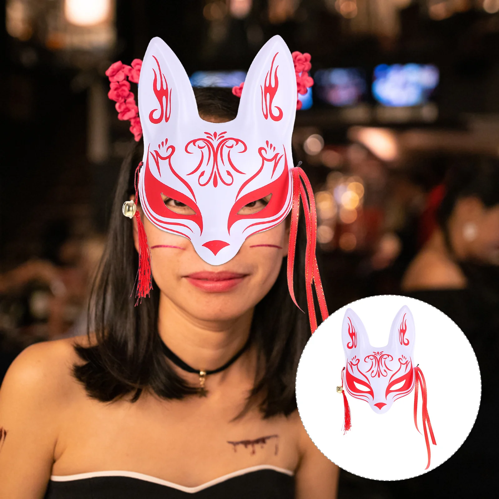 

Fox Japanese Style Animal For Cosplay Party Masquerade Half Face Decorative Mask Fox Mask Cosplay Party Prop