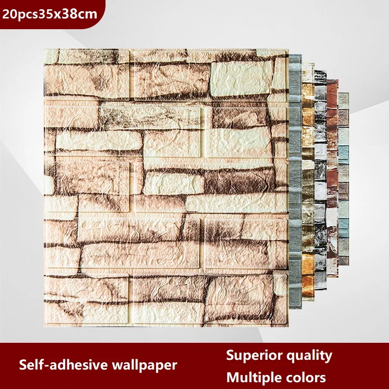 

20pcs 3D Wall Decal Wallpaper Living Room Bedroom TV Backdrop Decor XPE Foam Waterproof Wall Sticker Self Adhesive Brick Sticker