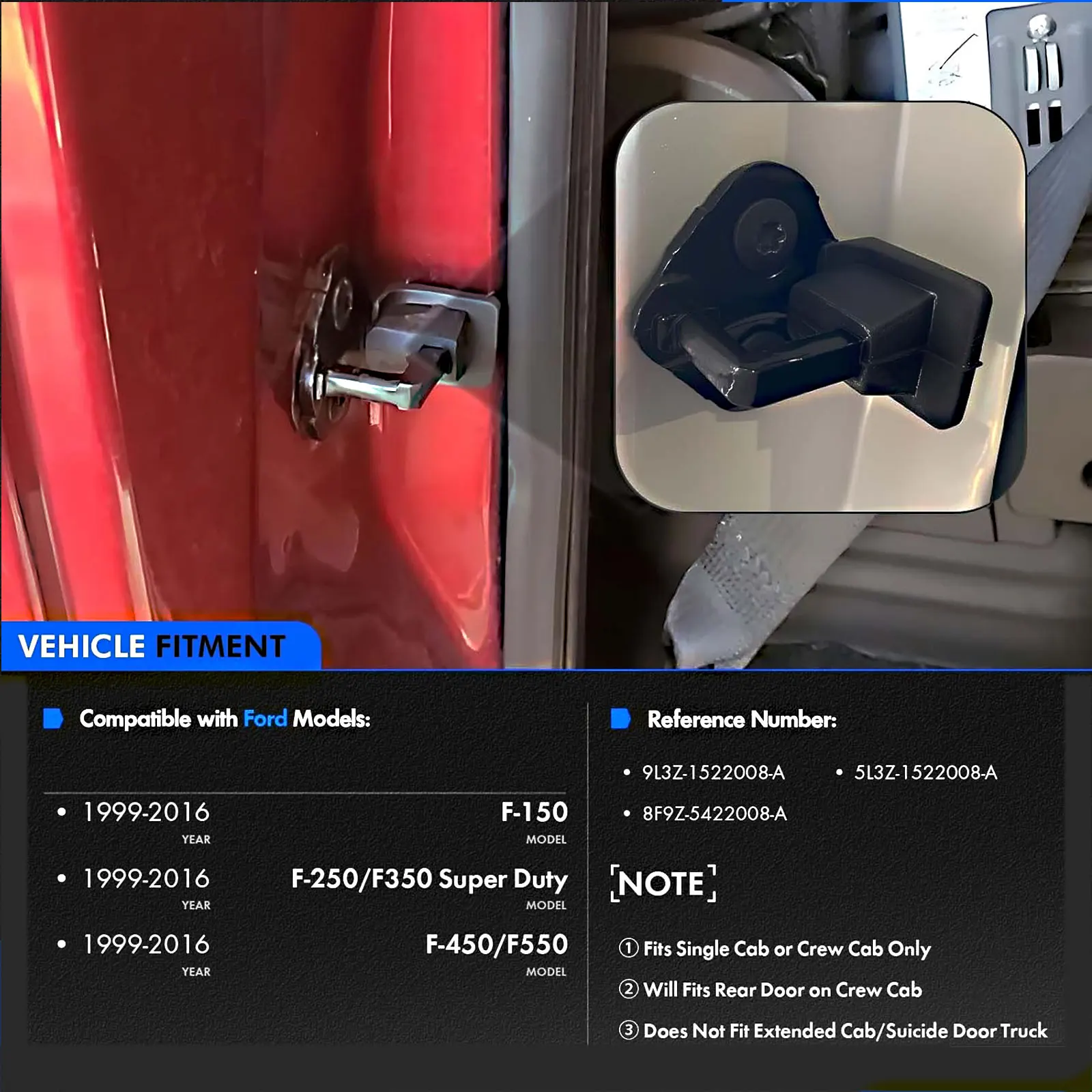 لفورد F150 F250 F350 1999-2016 قفل الباب المهاجم دبوس F-150 F-250 1/2 قطعة مزلاج ميكانيكي استبدال #9L3Z-1522008-A 9L3Z1522008A