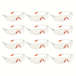 Safety Glasses -12 Piece Pack of Protective Glasses,Safety Goggles Eyewear Eyeglasses for Eye Protection with Clear Plastic Lens