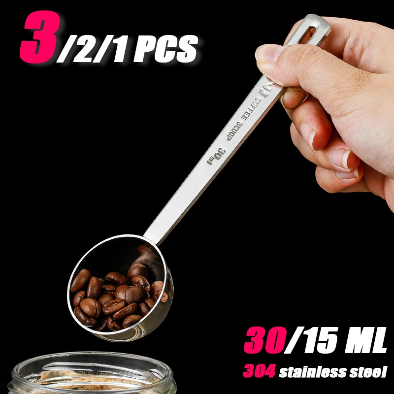 2/3PCS 15/30ML Stainless Steel Coffee Measuring Spoon Long Handle Coffee Spoon Baking Accessories Tool Spoon Kitchen Tool