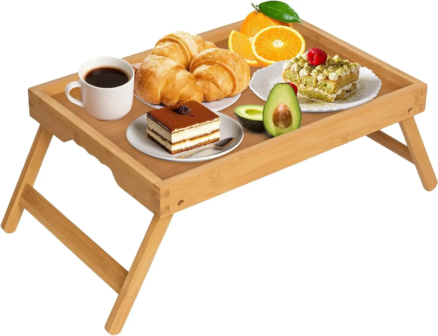 

Extra-Large Bamboo Bed Tray with Folding Legs, Breakfast Table for Laptop, TV, and Snacks