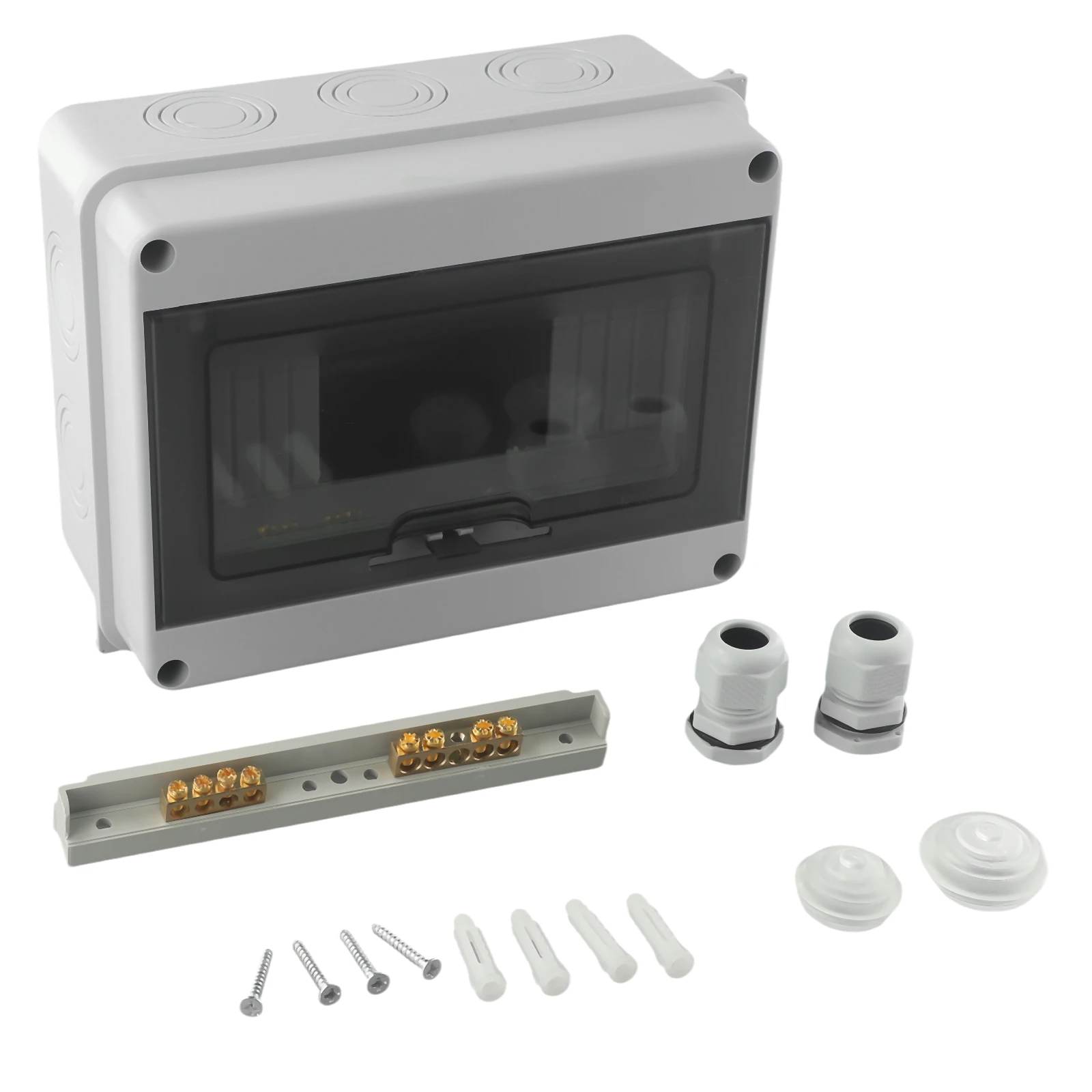 Efficient Waterproof Distribution Box for Residential and Industrial Use 1 Row 8 Modules Transparent Door IP65 Protection