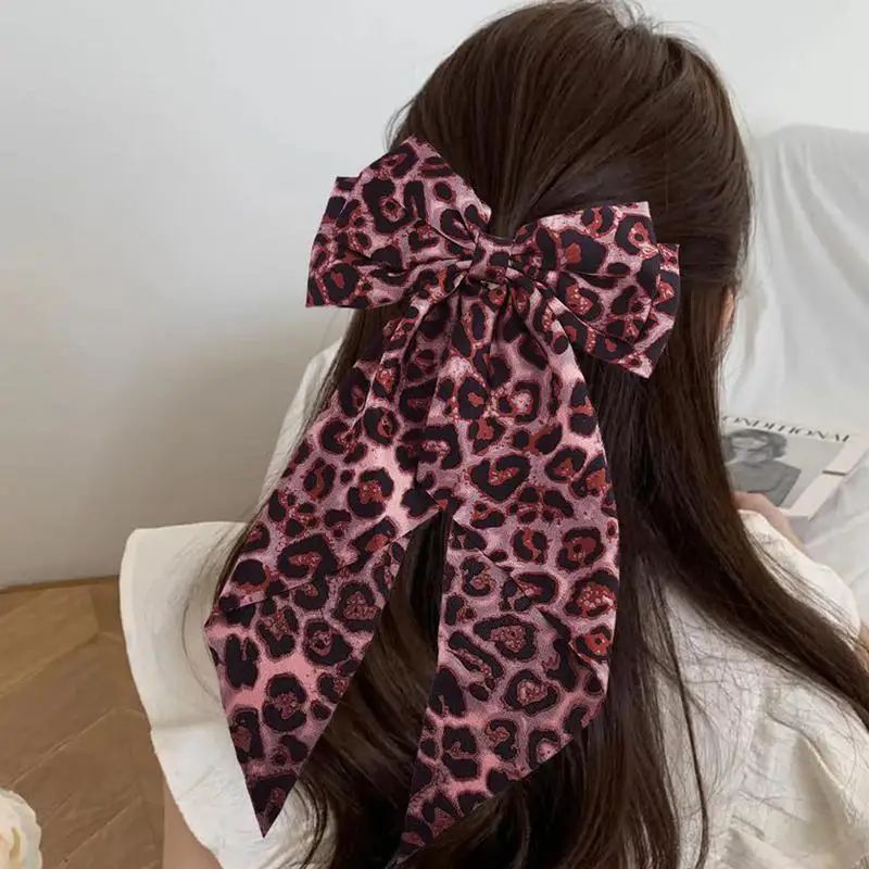 

Заколки для волос с леопардовым принтом, большие заколки с бантом, заколки для волос, атласная лента с бантом, заколки для волос для кукол, густые тонкие прямые волосы