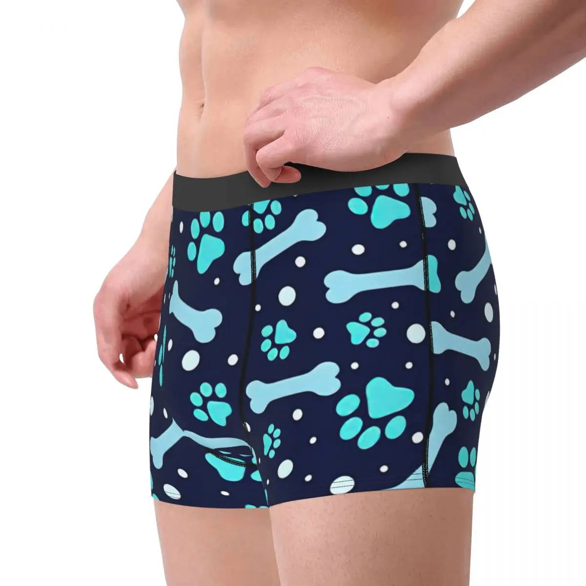 Paw Bone Men Underwear Cat Dog Boxer Shorts Panties Humor Breathable Underpants for Male