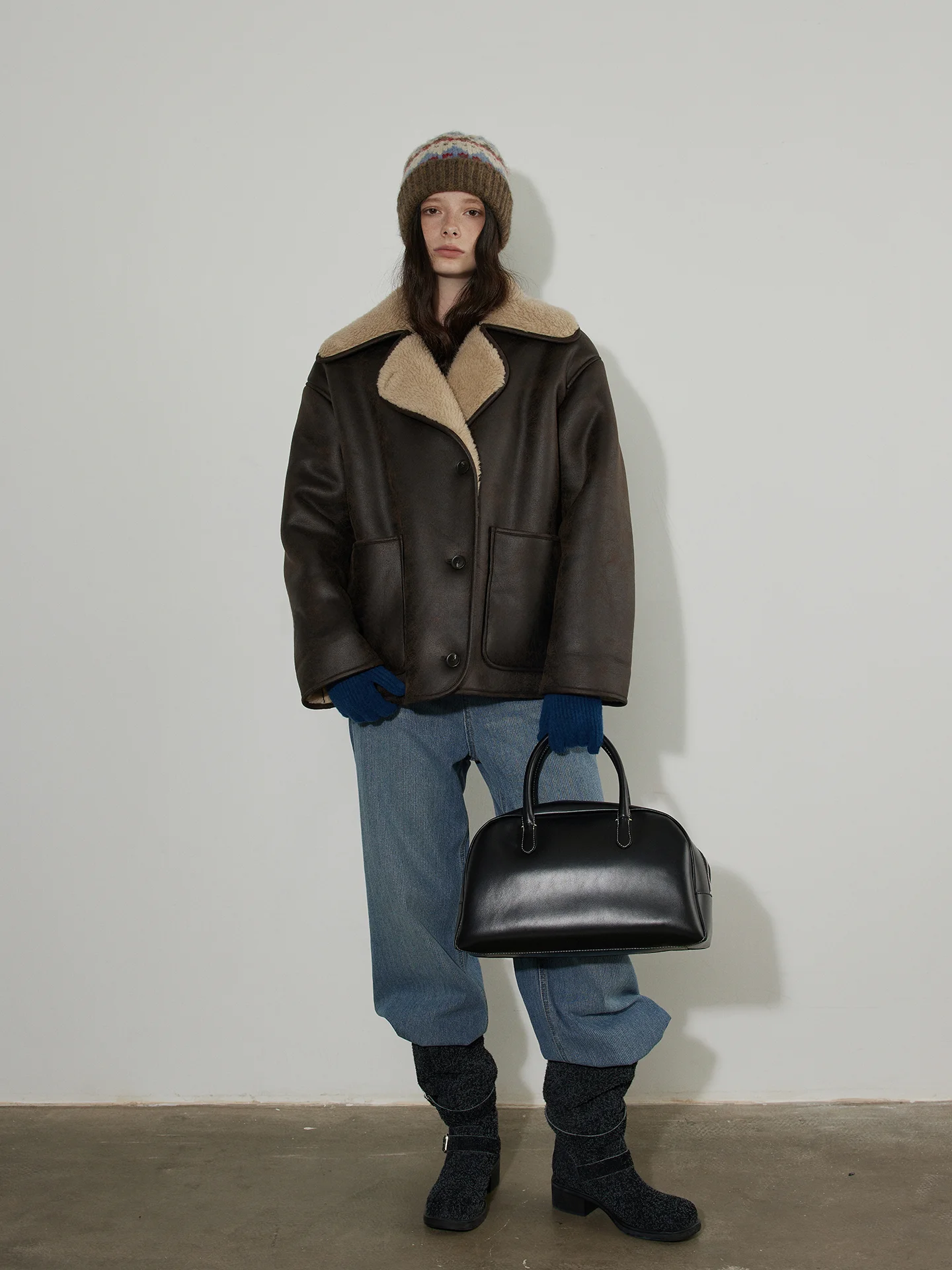 

Женское зимнее пальто Lofi Choose свободного кроя с воротником, утепленное, с меховой и кожаной отделкой, винтажное, с длинными рукавами