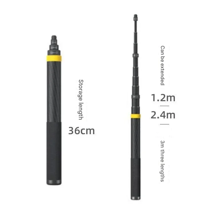 Extra long Lengthen mobile phone Invisible 3m Carbon Fiber Sports Camera Selfie Stick for Insta360 panoramic Action Camera