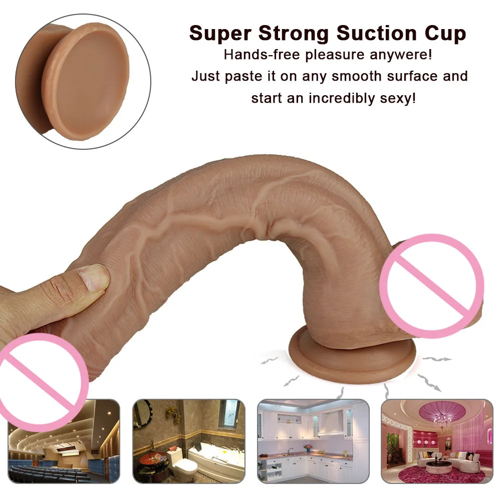 Huge Dildo Erotic Soft Double-layer Silicone Long Dildos Realistic Penis Suction Cup Dick Anal Orgasm Adult Sex Toys for Woman