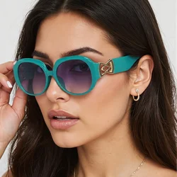 Vintage Sunglasses Women Fashionable Double Round Mirror Design Orange Gradient Chain Glasses Men Women Styles Glasses Women