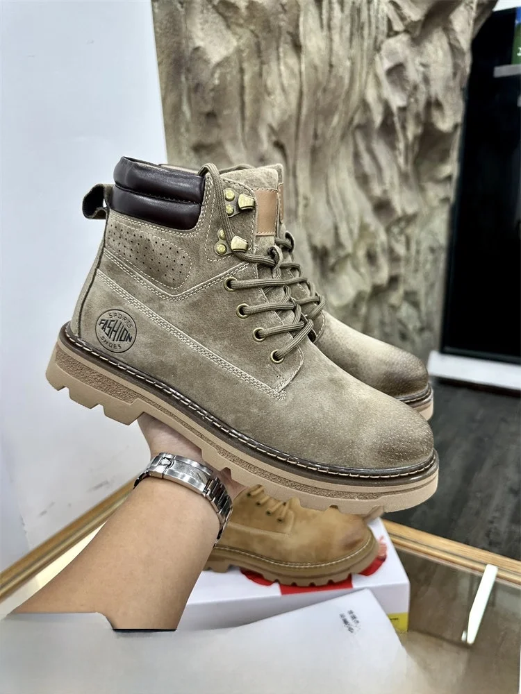 

Мужские повседневные ботинки из матовой свиной кожи, средней высоты, нескользящие, износостойкие, осенне-зимние, модные, трендовые, для отдыха
