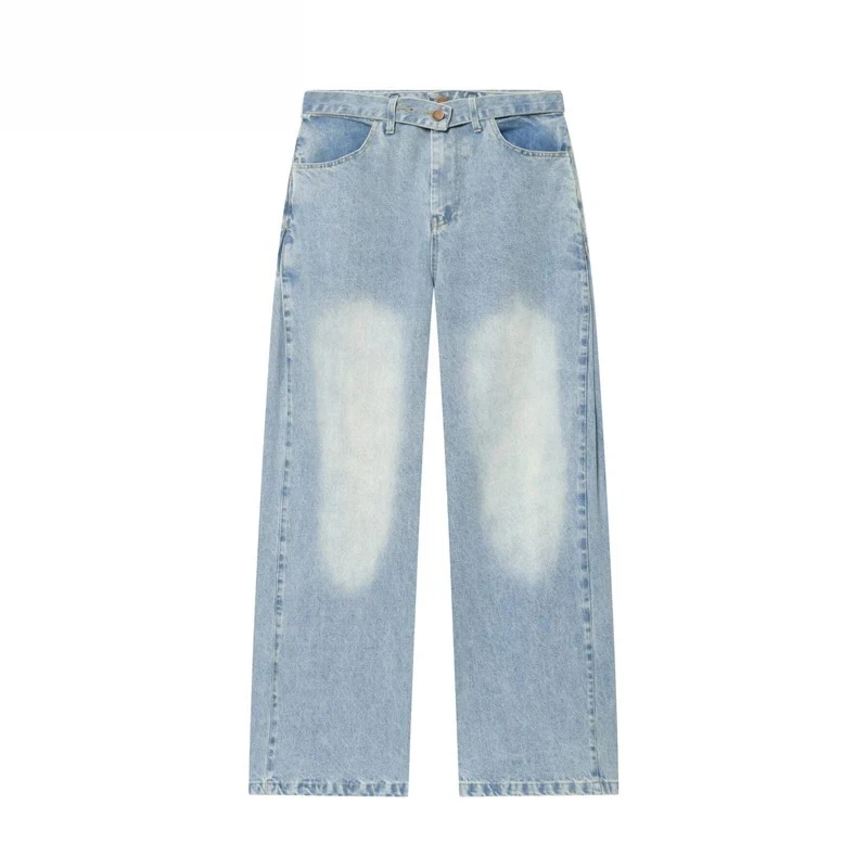 

ZOCI Blue Belt Baggy Jeans Woman Mid Waist Denim Pants for Women Summer Boyfriend Jeans Women Streetwear Wide Leg Women's Jeans