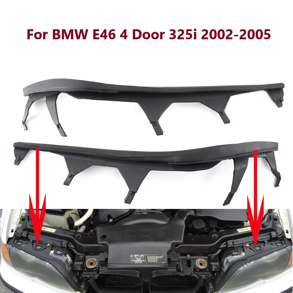 Car Front Upper Headlight Cover Strips Trims Headlight Sealing Gasket For BMW E46 4 Door 325I 2002-2005 63126921859 63126921860