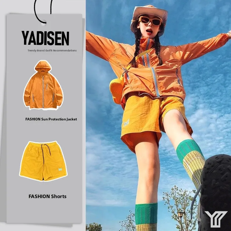 

Легкий быстросохнущий нейлоновый комплект одежды для активного отдыха Dopne Orange: мужской модный солнцезащитный костюм свободного кроя с длинными рукавами