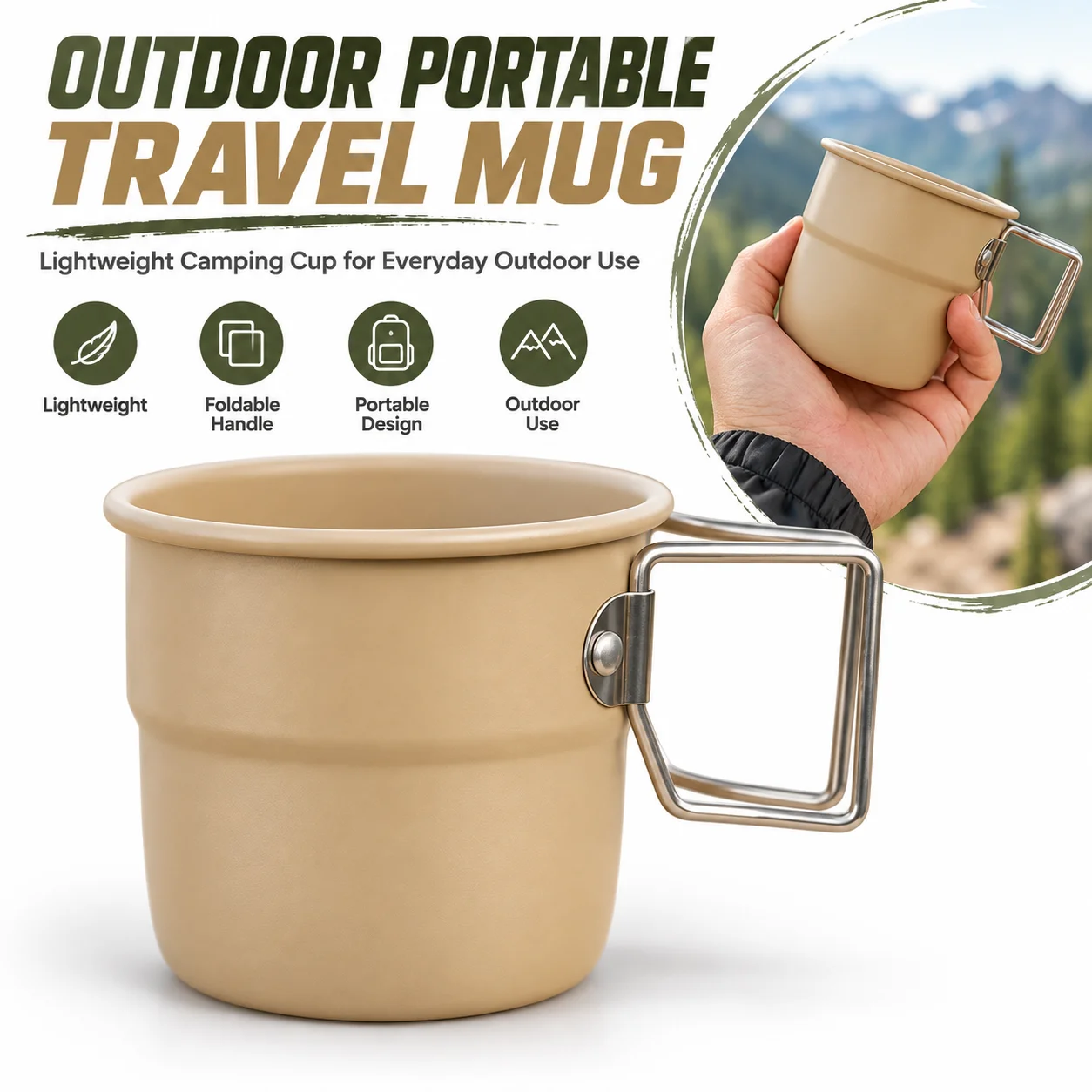 Outdoor Adventure Backpack - Gelas Portabel untuk Perjalanan Luar Ruangan,