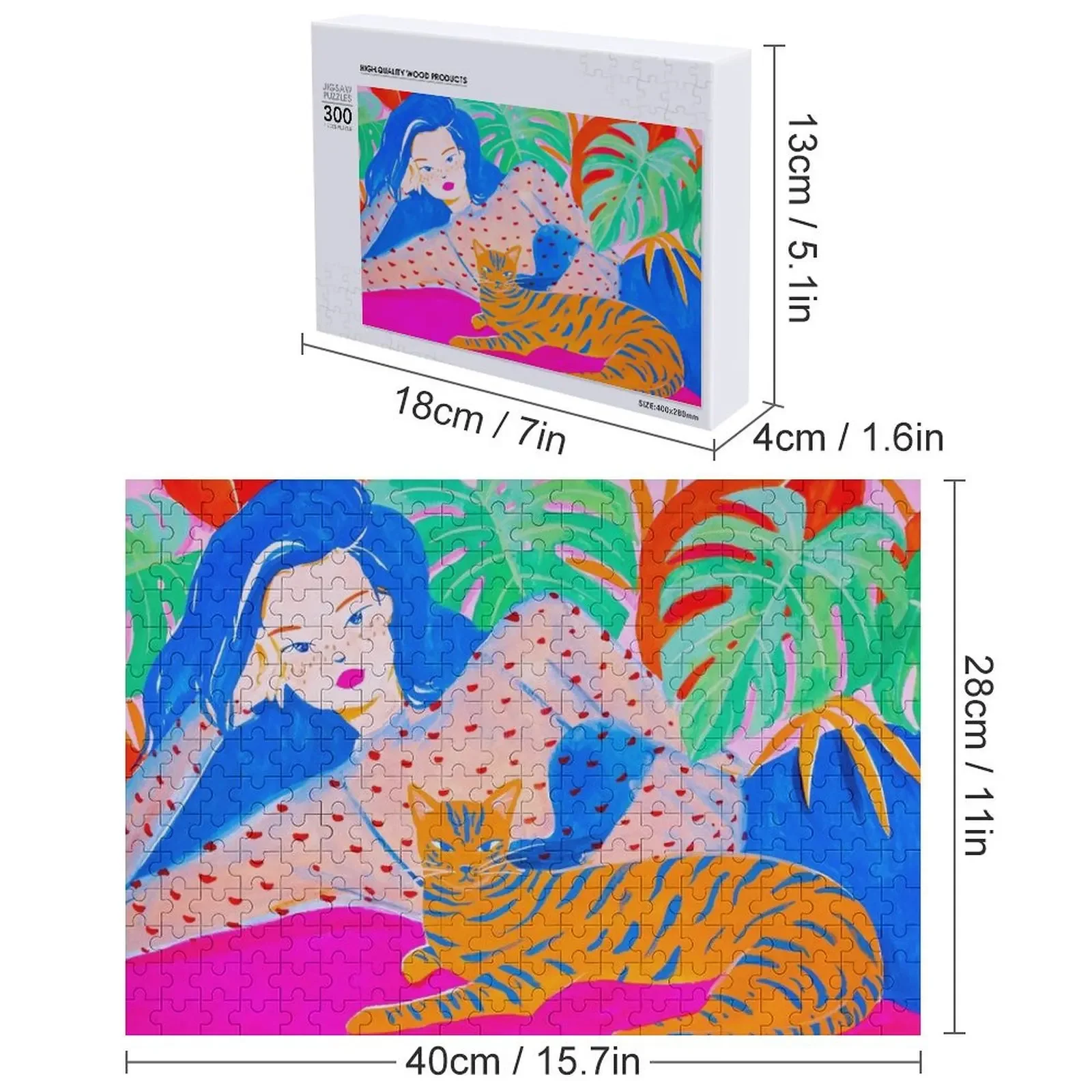الاسترخاء مع القط بازل قطع الحيوانات الخشبية بانوراما خشبية للبالغين صور هدايا شخصية لغز مخصص